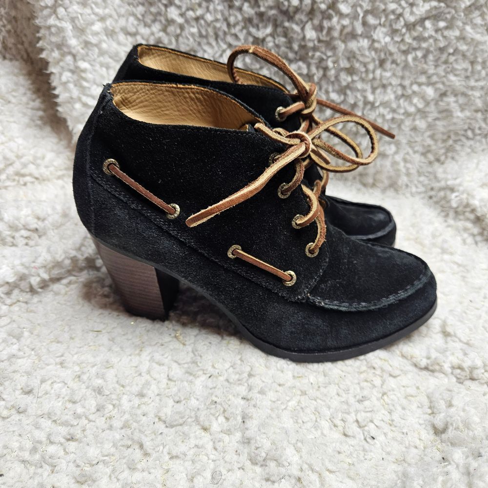 Sebago Modcloth Ashton Black‎ Suede Leather Laceup Booties sz 8